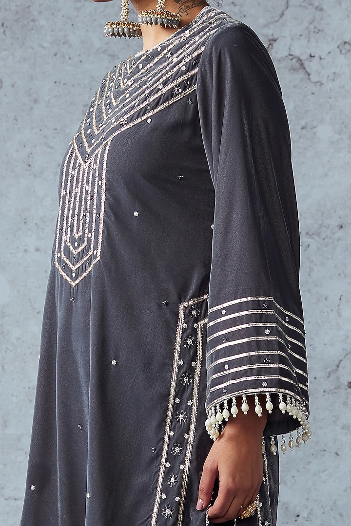 Napoleon Grey Embroidered Dhoti Set by Ajiesh Oberoi at Pernia's Pop Up Shop