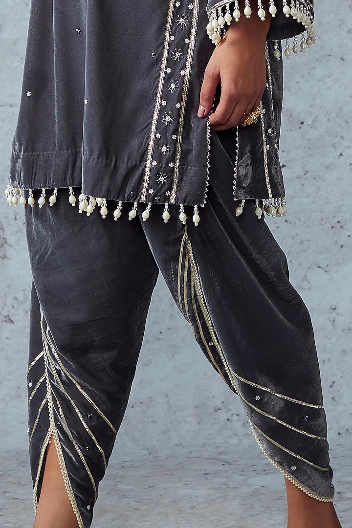 Napoleon Grey Embroidered Dhoti Set by Ajiesh Oberoi at Pernia's Pop Up Shop