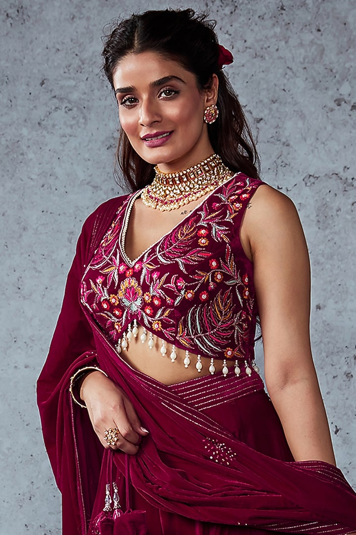 Hot Pink Embroidered Wedding Sharara Set by Ajiesh Oberoi at Pernia's Pop Up Shop