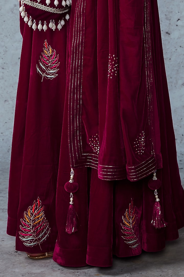 Hot Pink Embroidered Wedding Sharara Set by Ajiesh Oberoi at Pernia's Pop Up Shop