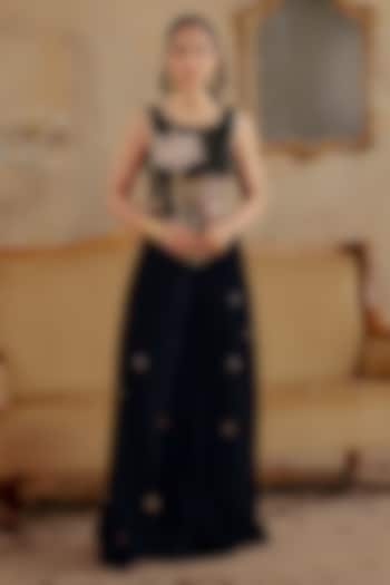 Black Velvet Party Wear Sharara Set by Ajiesh Oberoi at Pernia's Pop Up Shop