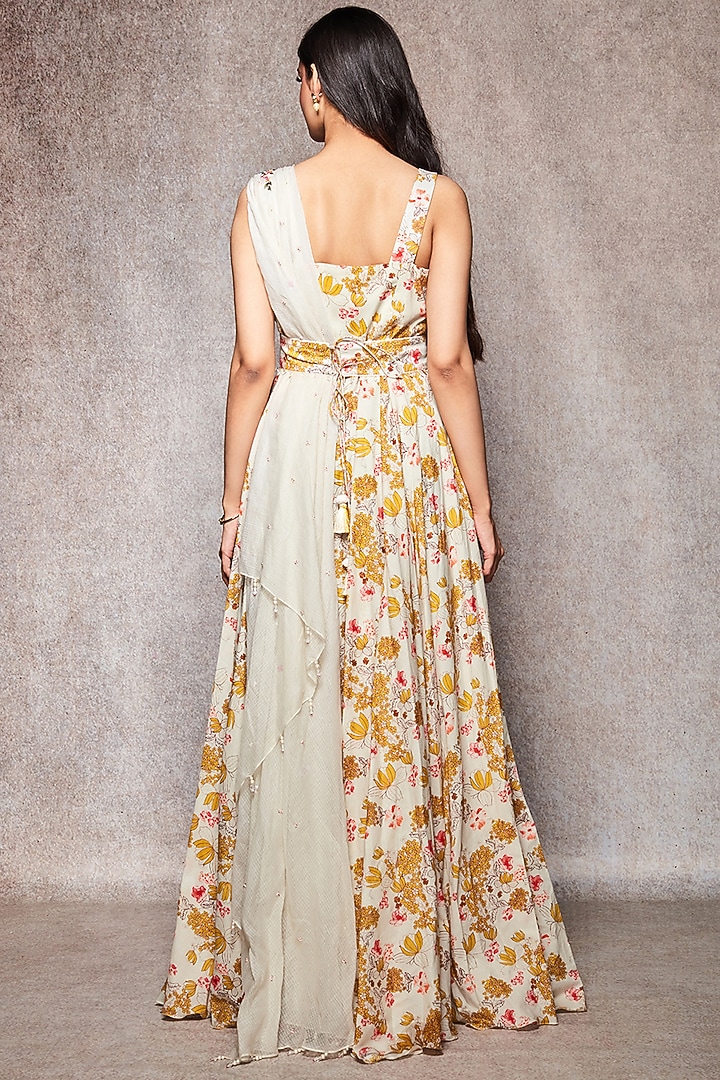 Ghee Colored Printed Maxi Vacation Dress by Ajiesh Oberoi at Pernia's Pop Up Shop