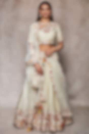 Ghee Colored Embroidered Wedding Lehenga Set by Ajiesh Oberoi at Pernia's Pop Up Shop