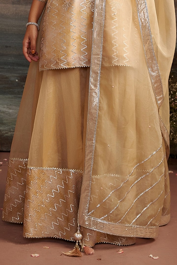 Honey Gold Embroidered Wedding Sharara Set by Ajiesh Oberoi at Pernia's Pop Up Shop