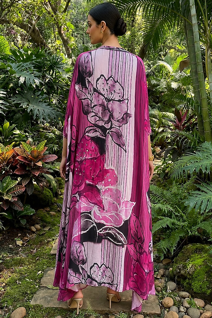 Pink & White Bamboo Crepe Printed Skirt Set by Ajiesh Oberoi at Pernia's Pop Up Shop