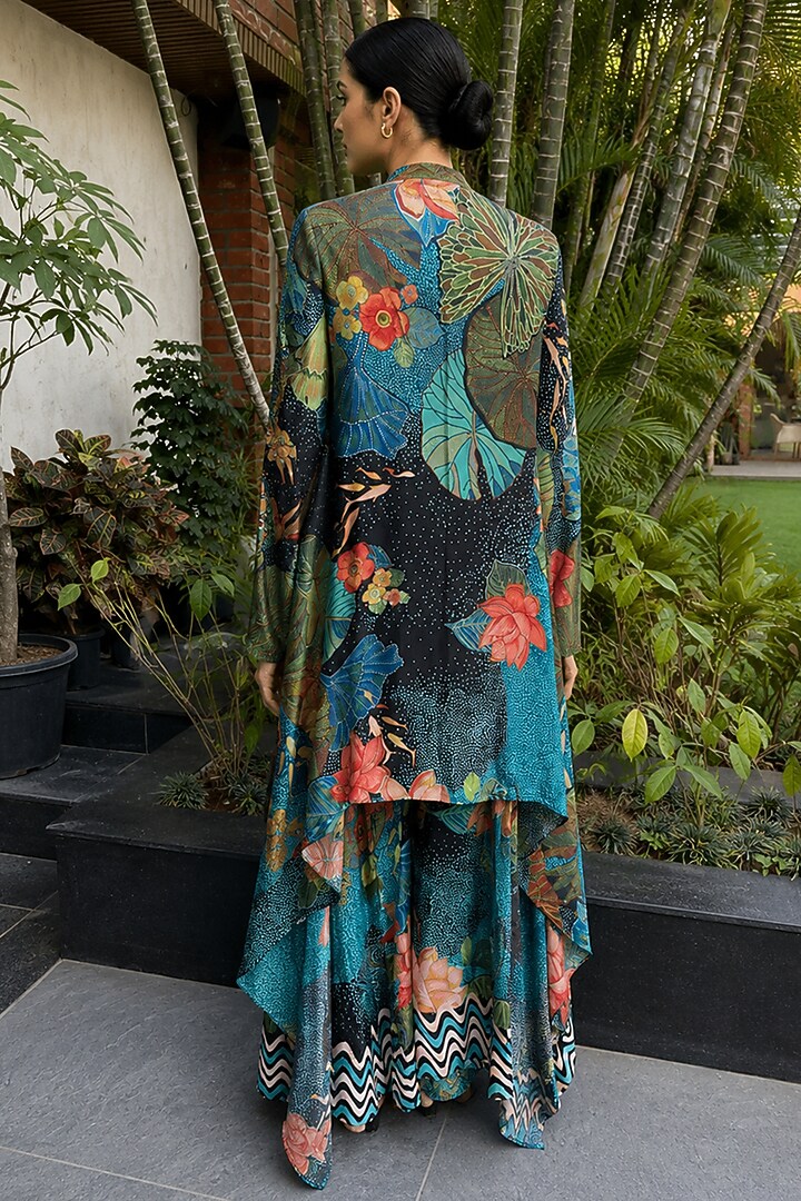 Lush Green Bamboo Crepe Floral Printed Pant Set by Ajiesh Oberoi at Pernia's Pop Up Shop