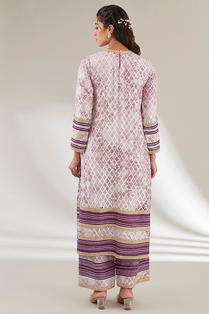 Purple Brasso & Uppada Silk Embroidered Kurta Set by Ajiesh Oberoi at Pernia's Pop Up Shop