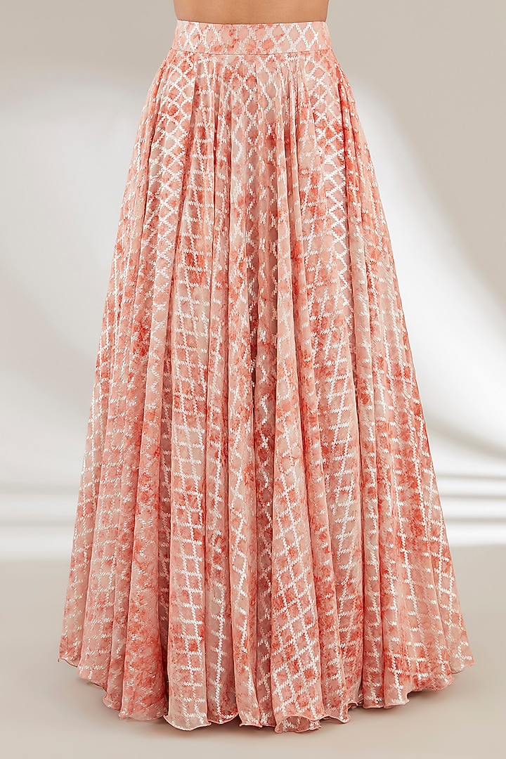 Rust Orange Opada Silk Flared Skirt Set by Ajiesh Oberoi at Pernia's Pop Up Shop