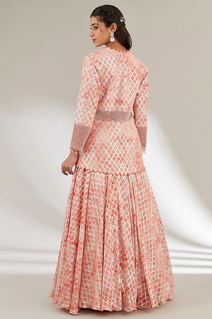 Rust Orange Opada Silk Flared Skirt Set by Ajiesh Oberoi at Pernia's Pop Up Shop