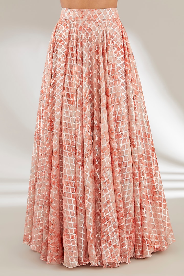 Rust Orange Opada Silk Flared Skirt Set by Ajiesh Oberoi at Pernia's Pop Up Shop
