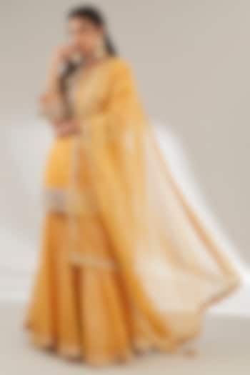 Yellow Opada Silk Gharara Set by Ajiesh Oberoi at Pernia's Pop Up Shop