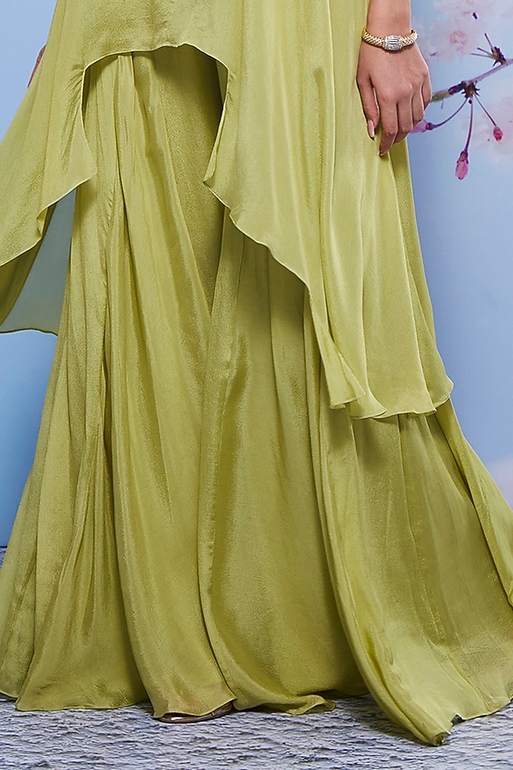 Mint Chiffon & Cotton Lycra Party Wear Sharara Set by Ajiesh Oberoi at Pernia's Pop Up Shop