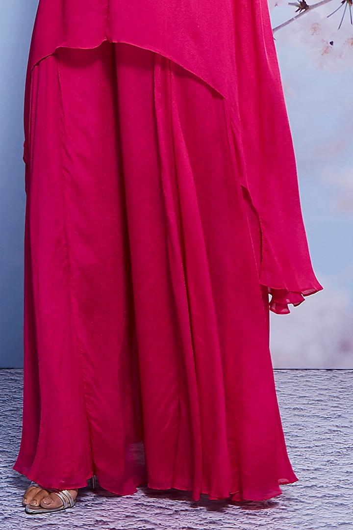 Rani Pink Chiffon & Cotton Lycra Party Wear Sharara Set by Ajiesh Oberoi at Pernia's Pop Up Shop