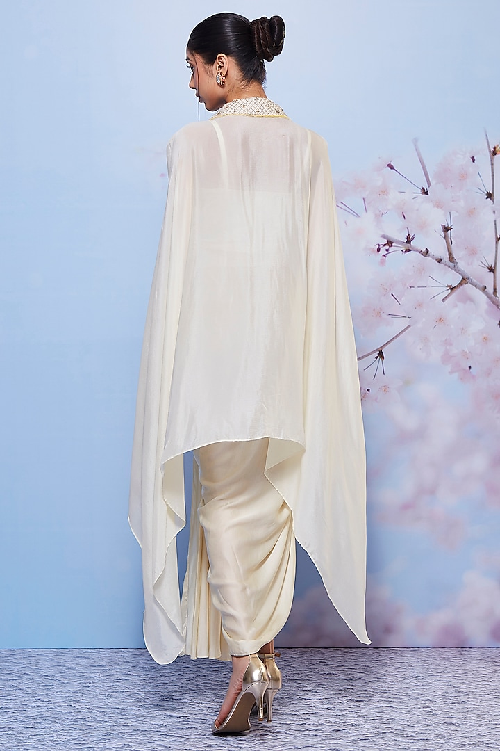 Ivory Chiffon & Modal Skirt Set by Ajiesh Oberoi at Pernia's Pop Up Shop