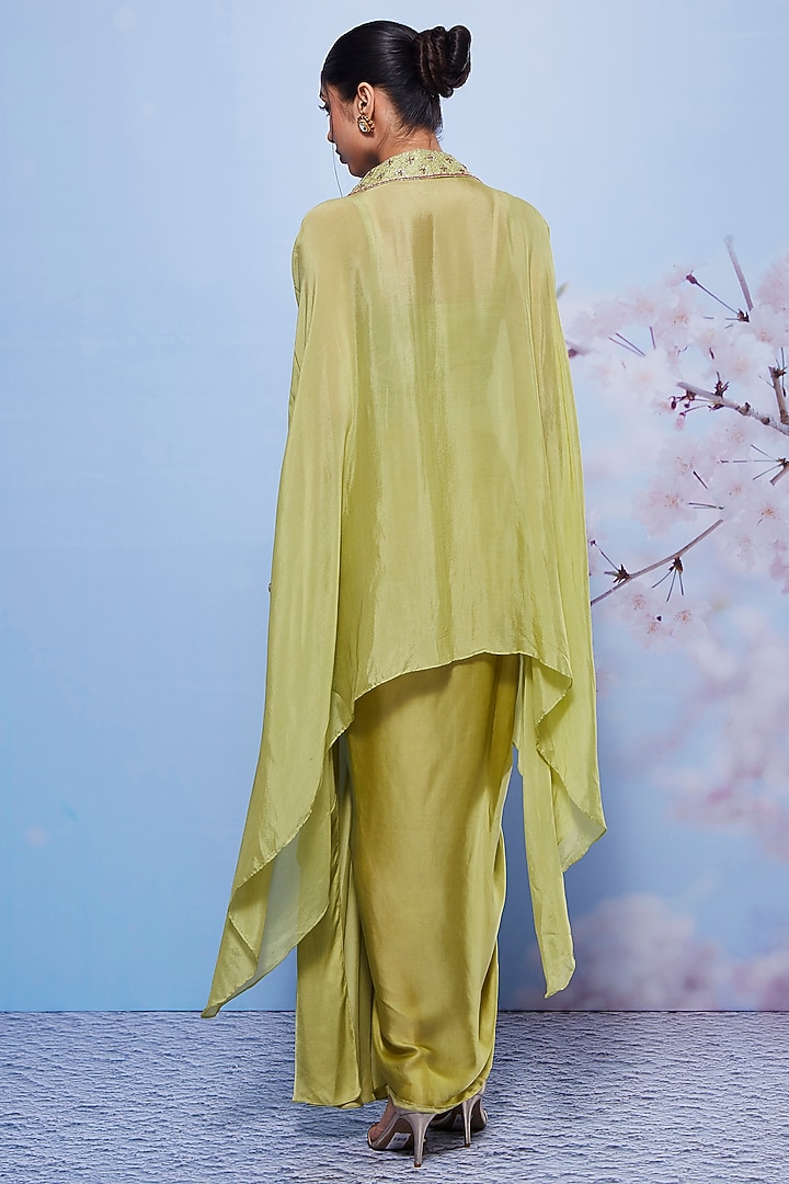Mint Chiffon & Modal Skirt Set by Ajiesh Oberoi at Pernia's Pop Up Shop