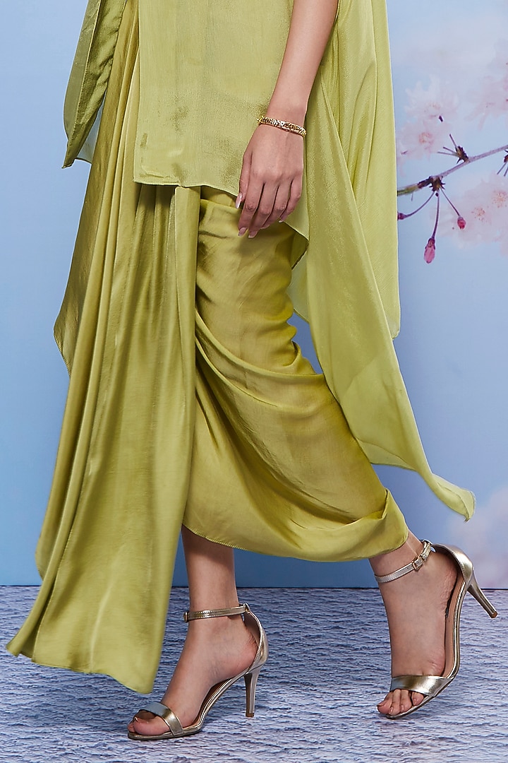Mint Chiffon & Modal Skirt Set by Ajiesh Oberoi at Pernia's Pop Up Shop