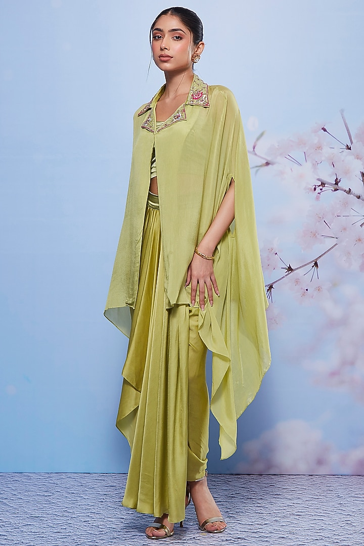 Mint Chiffon & Modal Skirt Set by Ajiesh Oberoi at Pernia's Pop Up Shop