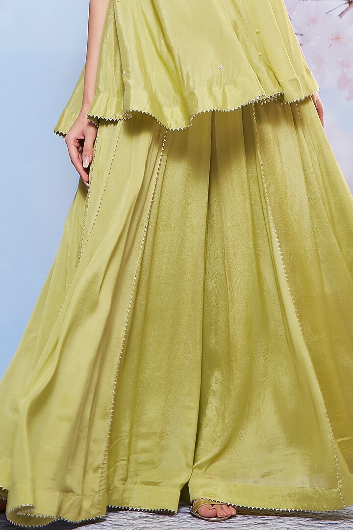 Mint Chiffon & Cotton Lycra Party Wear Sharara Set by Ajiesh Oberoi at Pernia's Pop Up Shop