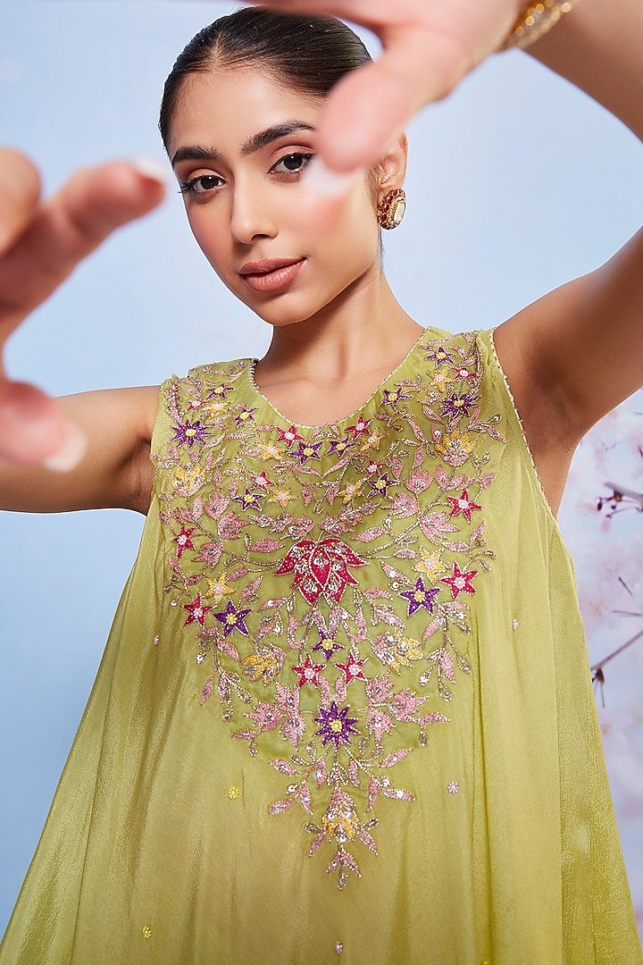 Mint Chiffon & Cotton Lycra Party Wear Sharara Set by Ajiesh Oberoi at Pernia's Pop Up Shop
