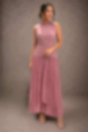 Lilac Soft Stretch Jersey Pleated Maxi Summer Dress by Ajiesh Oberoi at Pernia's Pop Up Shop