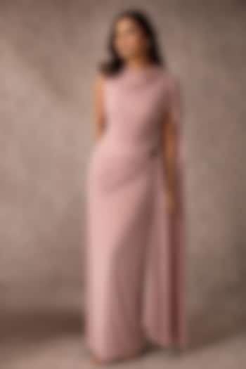 Lilac Soft Stretch Jersey Ruched Gown by Ajiesh Oberoi at Pernia's Pop Up Shop