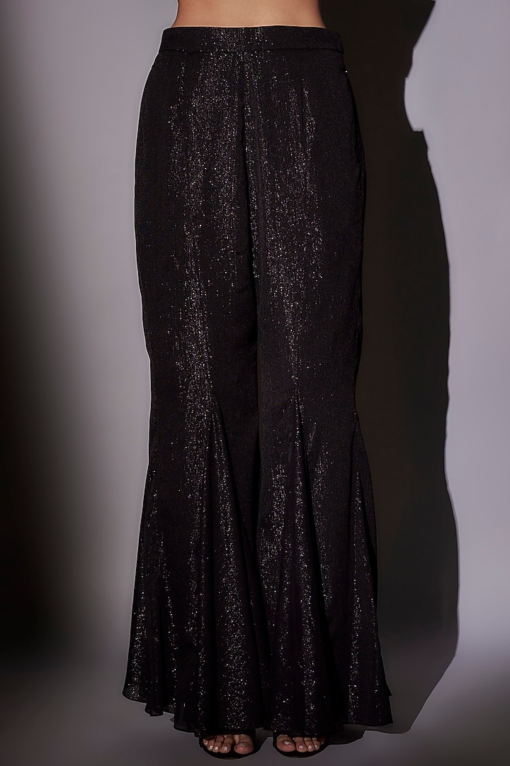 Black Lurex & Satin Hand Embroidered Cape Set by Ajiesh Oberoi at Pernia's Pop Up Shop