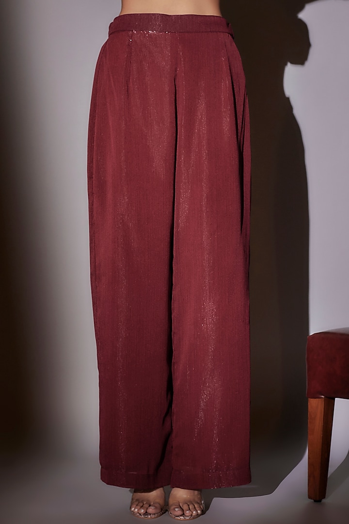 Wine Lurex & Satin Cape Set by Ajiesh Oberoi at Pernia's Pop Up Shop