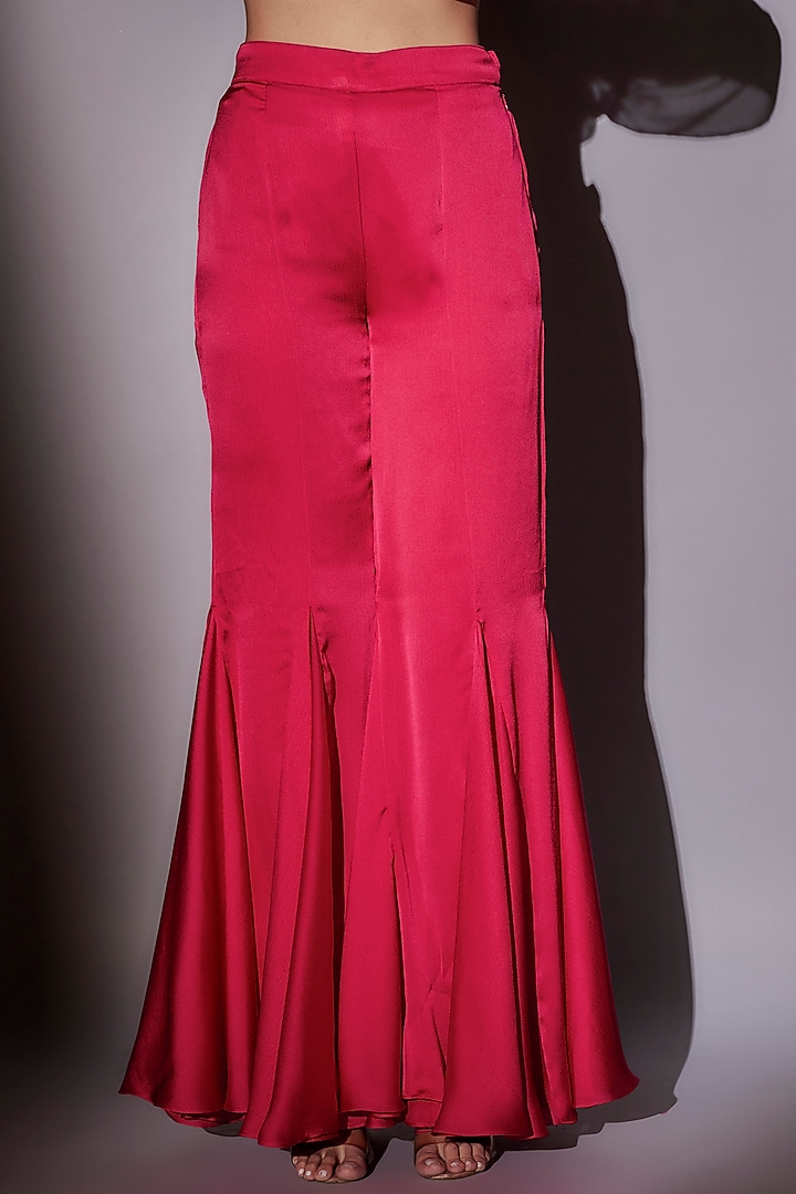 Rani Pink Satin Chiffon Short Kaftan Set by Ajiesh Oberoi at Pernia's Pop Up Shop