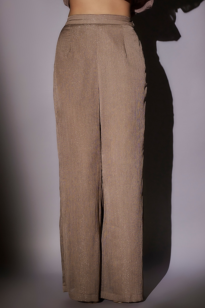 Skin-Brown Lurex Embroidered Co-Ord Set by Ajiesh Oberoi at Pernia's Pop Up Shop