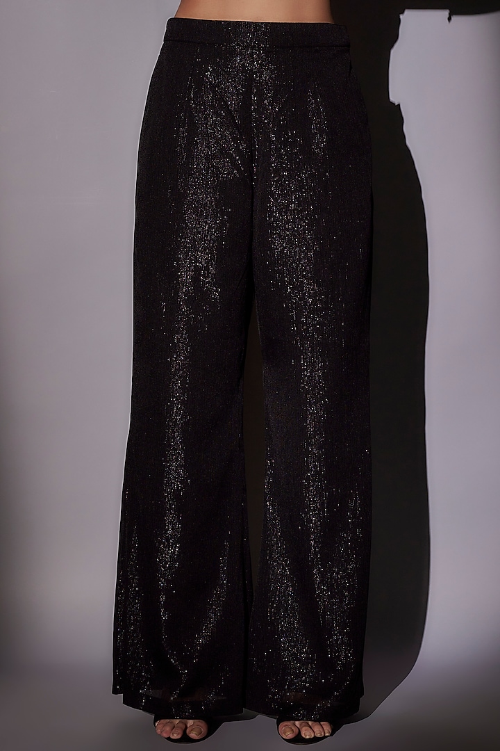 Black Lurex Embroidered Co-Ord Set by Ajiesh Oberoi at Pernia's Pop Up Shop