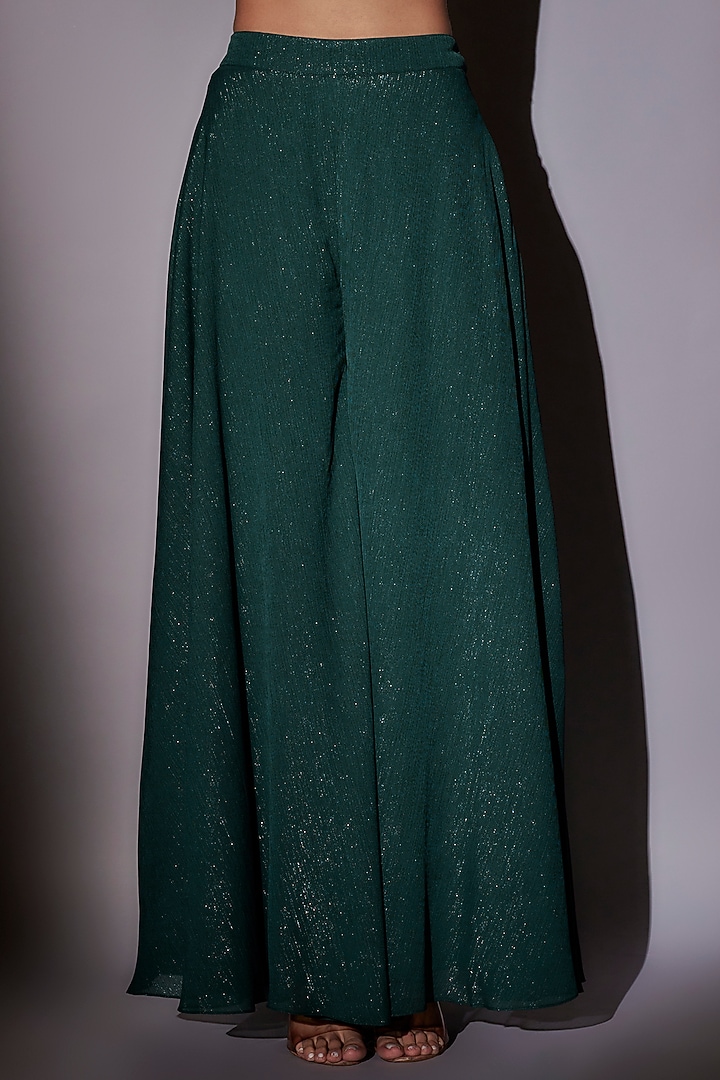 Green Lurex & Satin Hand Embroidered Cape Set by Ajiesh Oberoi at Pernia's Pop Up Shop