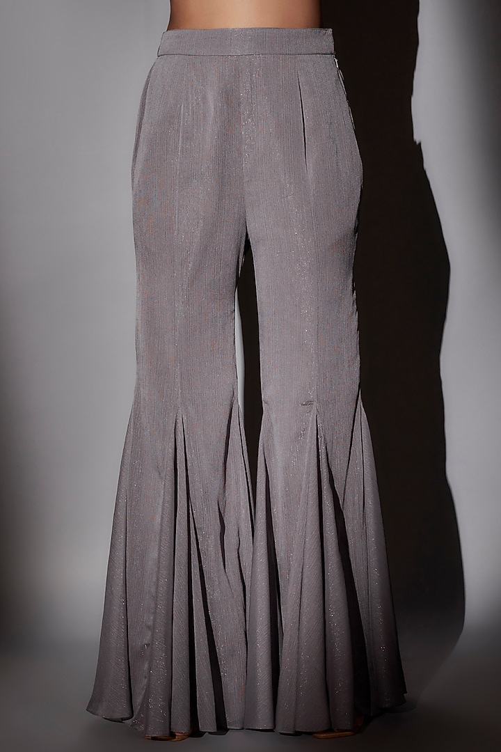 Grey Lurex & Satin Hand Embroidered Cape Set by Ajiesh Oberoi at Pernia's Pop Up Shop