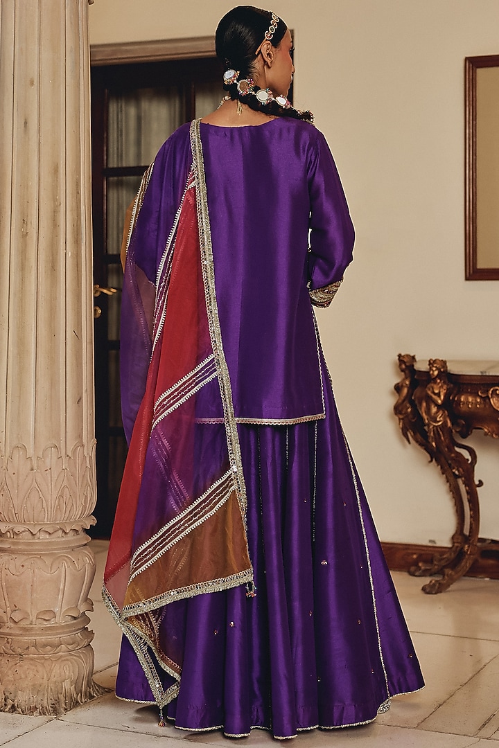 Royal Purple Tissue & Silk Blend Gharara Set by Ajiesh Oberoi at Pernia's Pop Up Shop