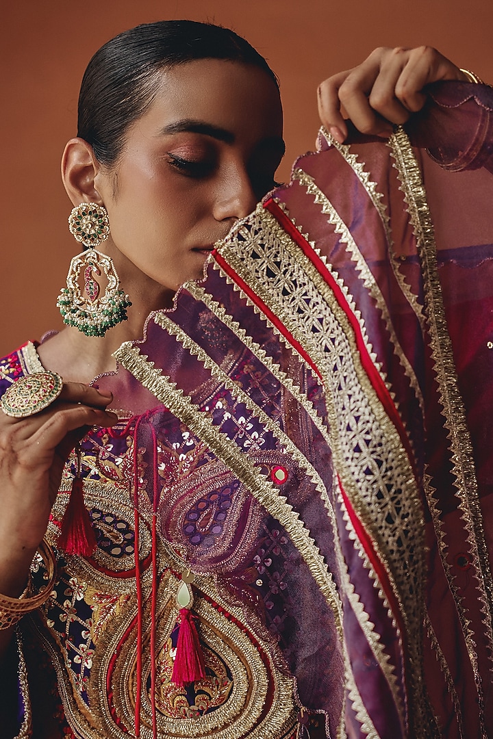 Rani Pink Tissue & Silk Blend Embroidered Kurta Set by Ajiesh Oberoi at Pernia's Pop Up Shop