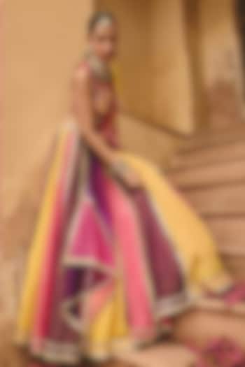 Multi-Colored Crinkle Tissue Sequins Embroidered Wedding Lehenga Set by Ajiesh Oberoi at Pernia's Pop Up Shop