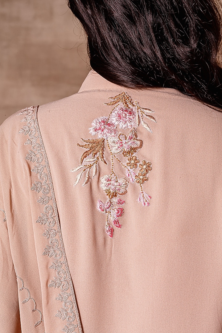 Nude Resham Embroidered Kurta Set by Ajiesh Oberoi at Pernia's Pop Up Shop