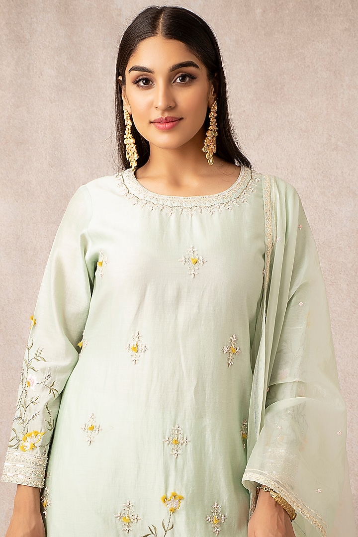 Mint Green Organza Gharara Set by Ajiesh Oberoi at Pernia's Pop Up Shop
