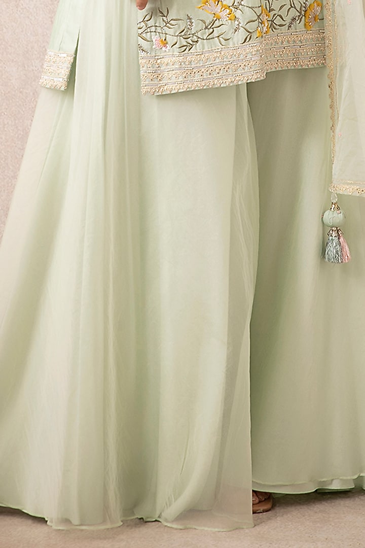 Mint Green Organza Gharara Set by Ajiesh Oberoi at Pernia's Pop Up Shop