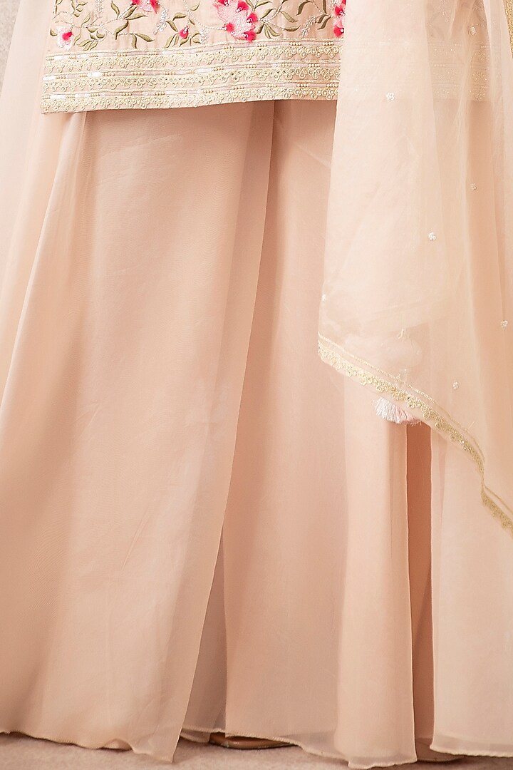 Light Salmon Pink Organza Wedding Sharara Set by Ajiesh Oberoi at Pernia's Pop Up Shop
