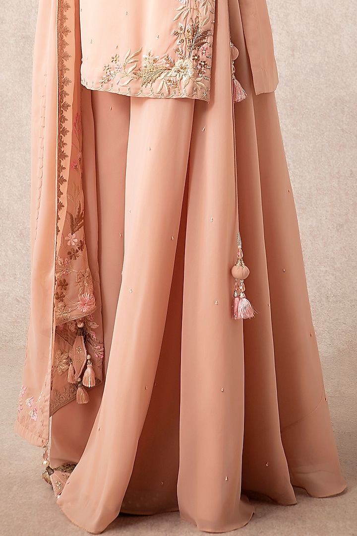 Peach Georgette Wedding Sharara Set by Ajiesh Oberoi at Pernia's Pop Up Shop
