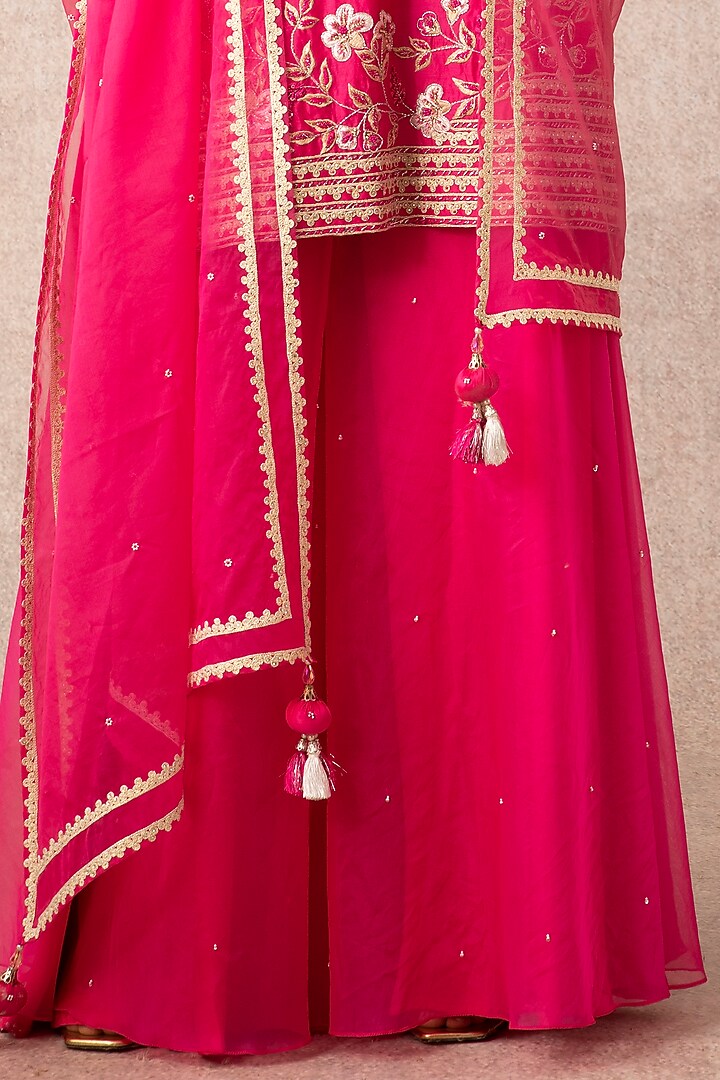 Bright Pink Organza Wedding Sharara Set by Ajiesh Oberoi at Pernia's Pop Up Shop