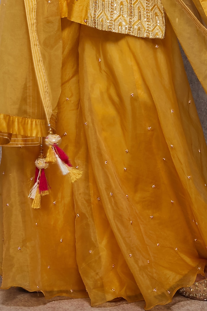 Mustard Chikankari Wedding Sharara Set by Ajiesh Oberoi at Pernia's Pop Up Shop