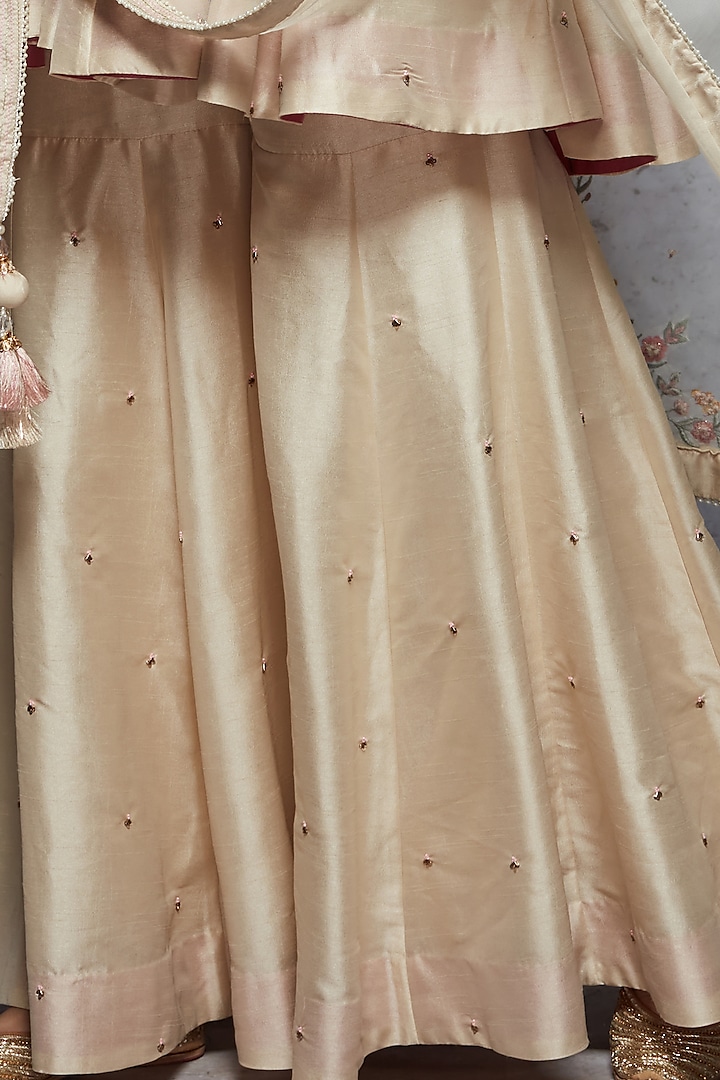 Light Gold Dupion Silk & Soft Net Gharara Set by Ajiesh Oberoi at Pernia's Pop Up Shop