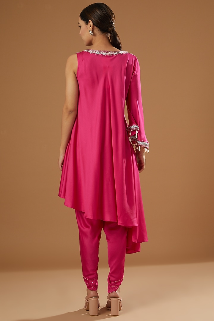 Fuchsia Modal Silk Dhoti Set by Ajiesh Oberoi at Pernia's Pop Up Shop