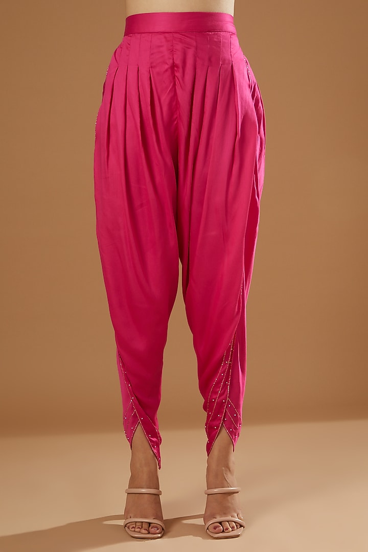 Fuchsia Modal Silk Dhoti Set by Ajiesh Oberoi at Pernia's Pop Up Shop