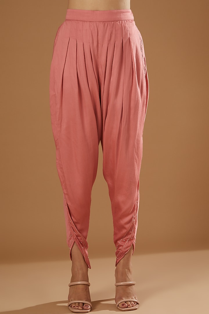 Peach Modal Silk Dhoti Set by Ajiesh Oberoi at Pernia's Pop Up Shop