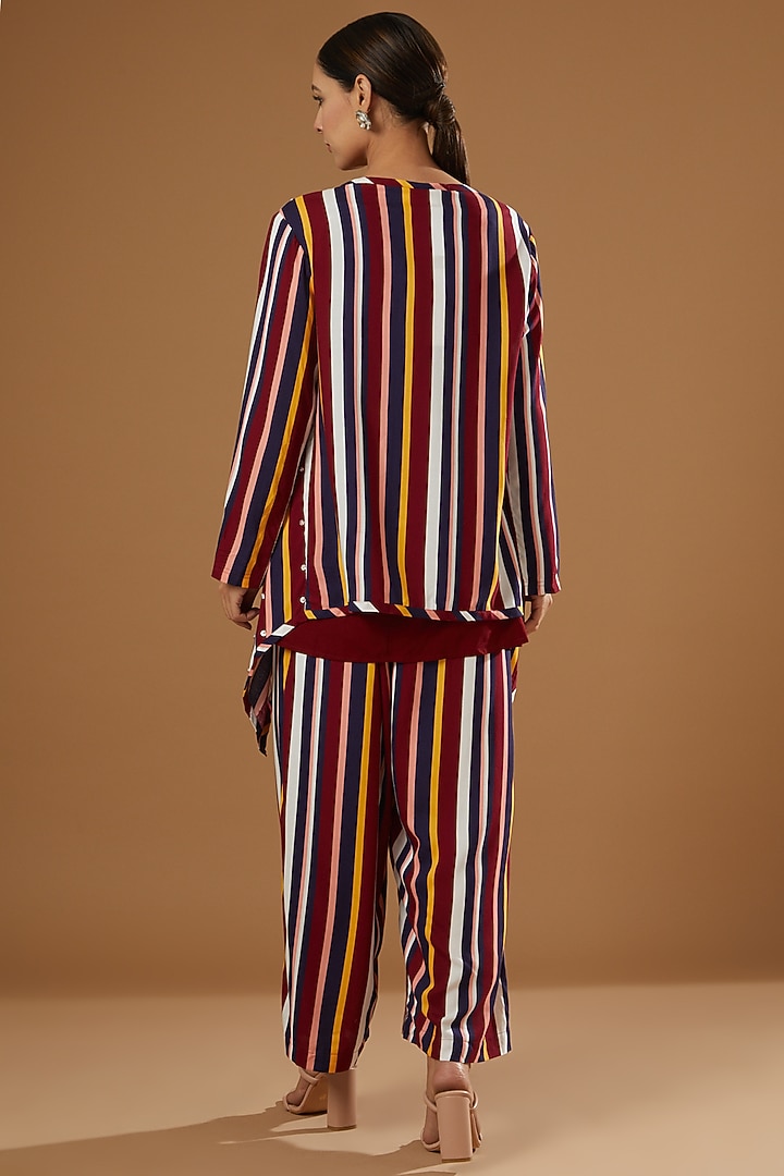 Wine Printed Jacket Set by Ajiesh Oberoi at Pernia's Pop Up Shop