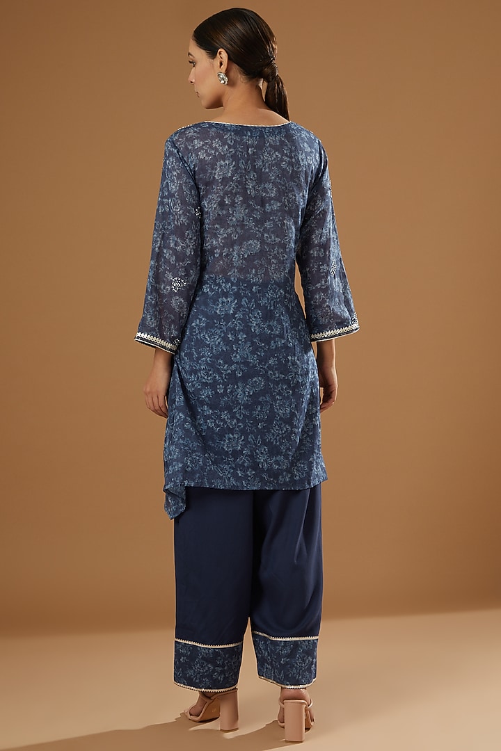 Cobalt Blue Embroidered Tunic Set by Ajiesh Oberoi at Pernia's Pop Up Shop