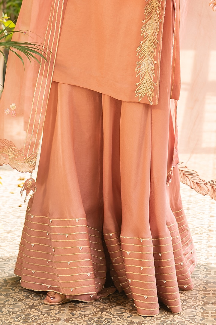 Old Rose Silk & Mulmul Wedding Sharara Set by Ajiesh Oberoi at Pernia's Pop Up Shop