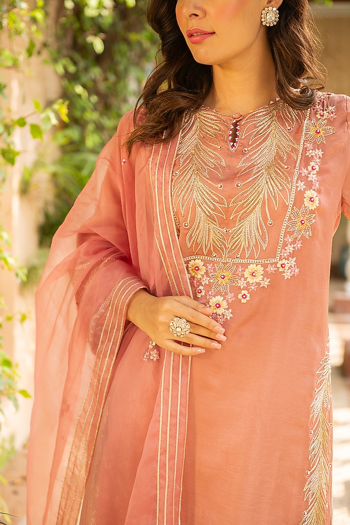 Old Rose Silk & Mulmul Wedding Sharara Set by Ajiesh Oberoi at Pernia's Pop Up Shop
